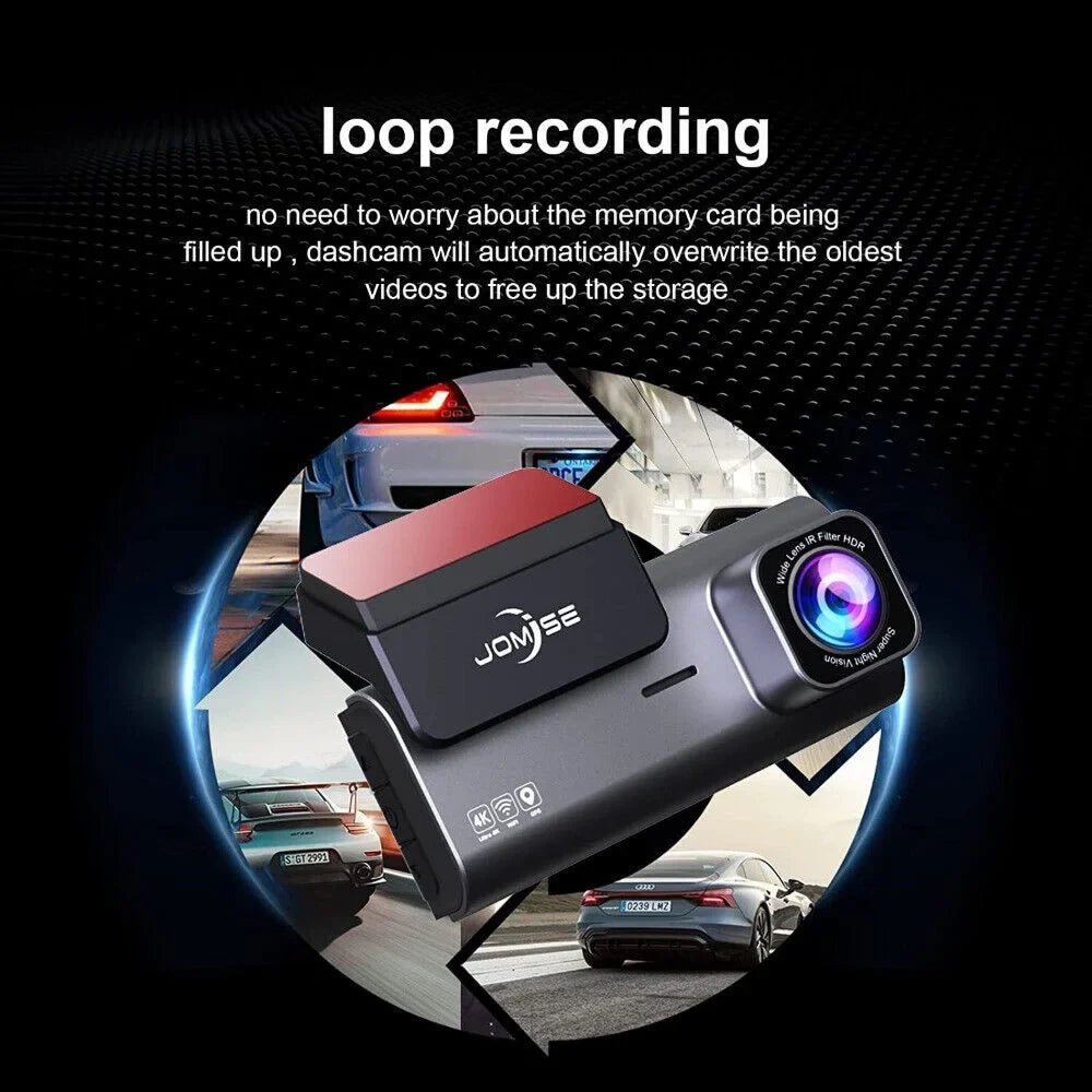 JOMISE 170° Dash Cam 4K Night Rear Vision GPS Front G-Sensor Wi-Fi Full HD Cars Camera Dual