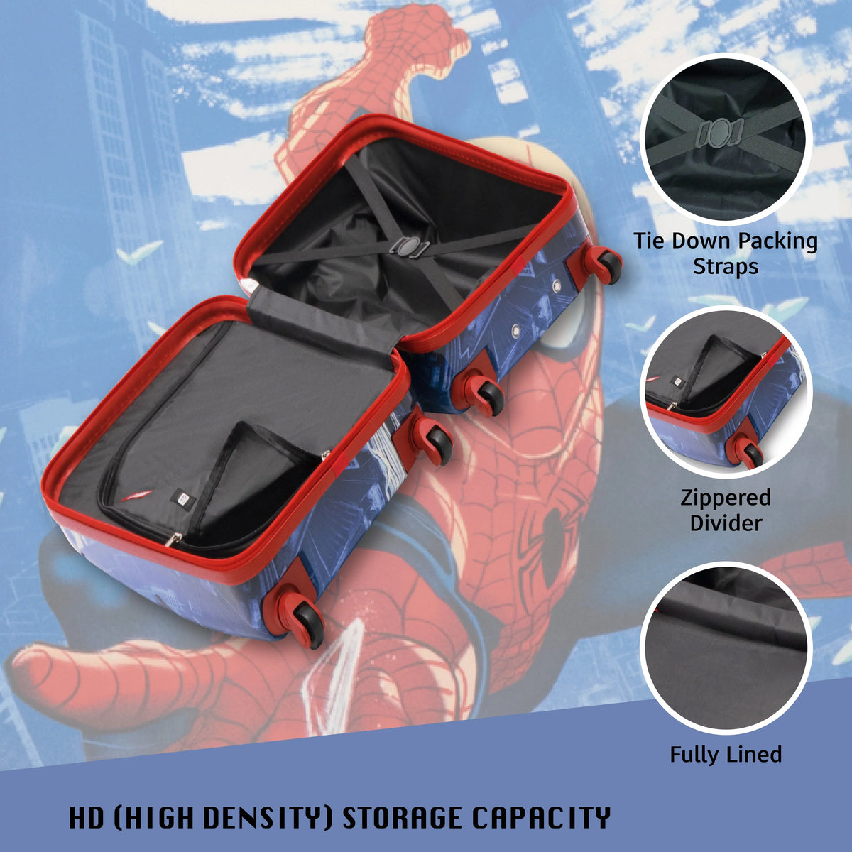 with Marvel Luggage, Hardshell Blue Inch Suitcase Kids Spider-Man 21 Carry On Rolling Wheels,