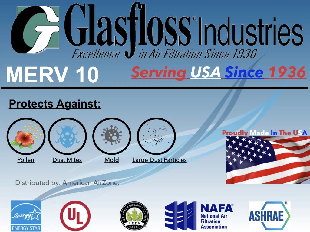 Filter 6) Made 10 Glasfloss (Pack USA. 2" 15x20x2 - or Office Filter Air - MERV In Filter - - Furnace AC - of HVAC The - Air Air Pleated Home or