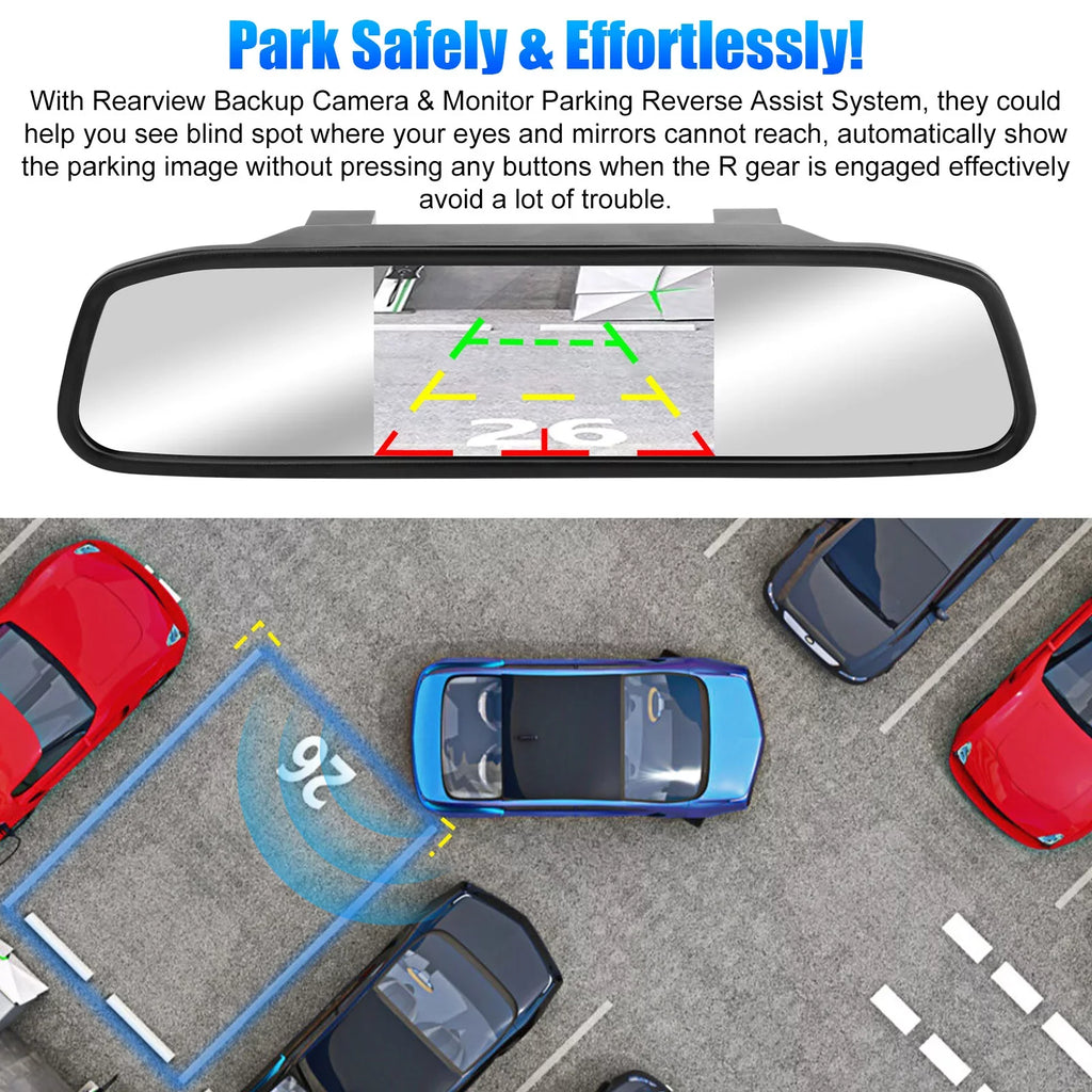 View Monitor Rear Mirror Waterproof Rear Camera Camera, Dash Cam, Camera, License Recorder Driving Vision, Backup with 150° Plate 5" TSV Night Car Parking 1080P Mirror G-Sensor,