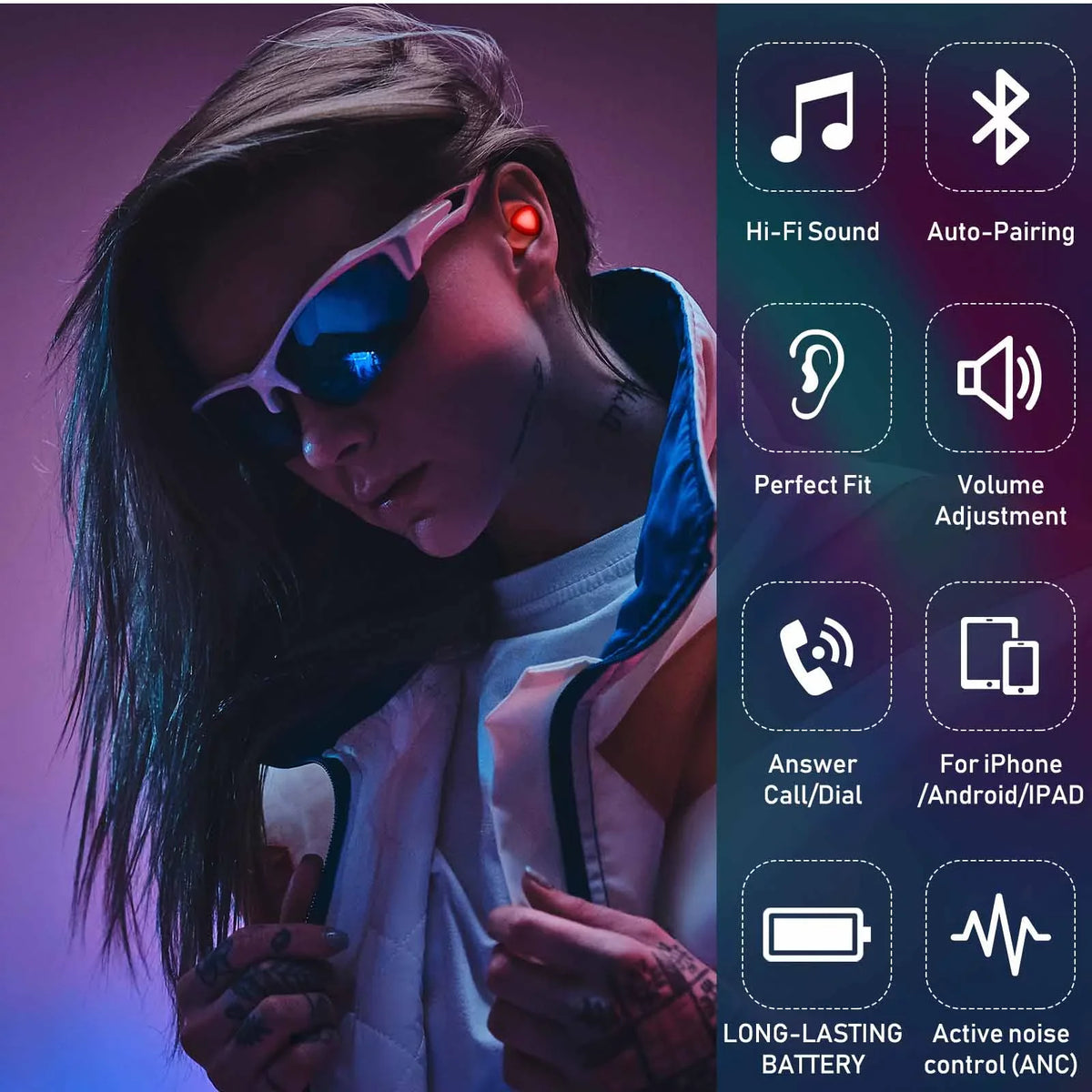 Wireless UrbanX Buds Cancelling P6000 Earbuds With Red True Active Blackview For (Charging Included) Bluetooth Noise Plus Street Case
