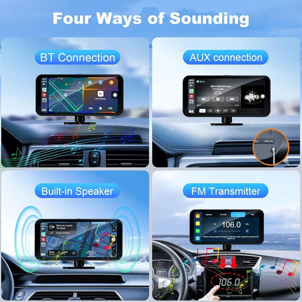 6.25" CarPlay MC25 Navigation Android Screen Auto, Car Dash VVCAR FM/BT/AUX GPS Cam Stereo with 4K Wireless AirPlay Touch with Front