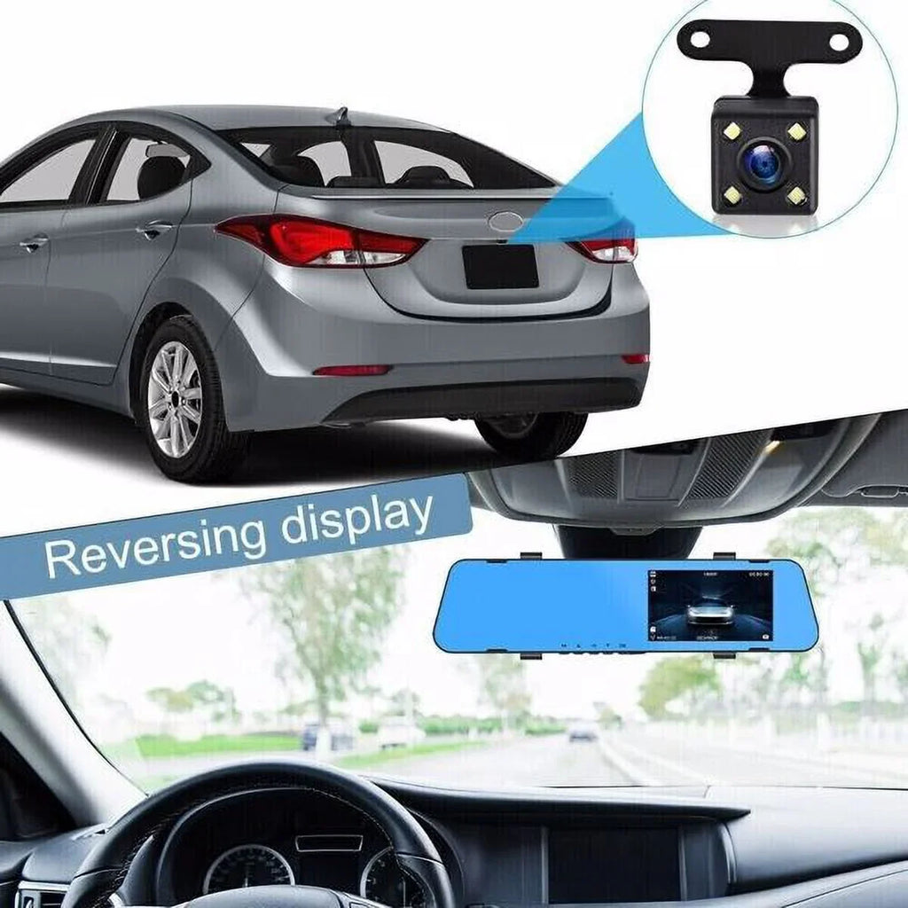 HD Car Front Camera Rearview DVR Video Recorder Dual Cam Dash 1080P Mirror Rear Teledu