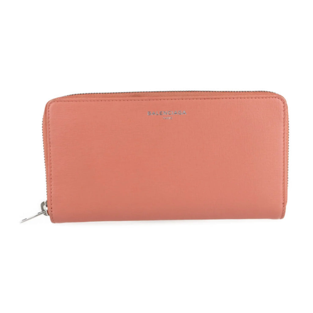 zipper leather long wallet Pre-Owned round BALENCIAGA (Good) essential Balenciaga 519641 pink salmon