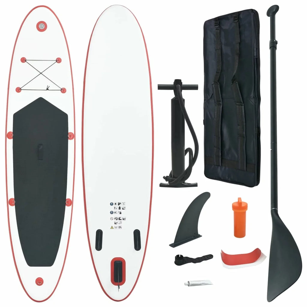 White Set Red Inflatable Andoer Paddleboard and
