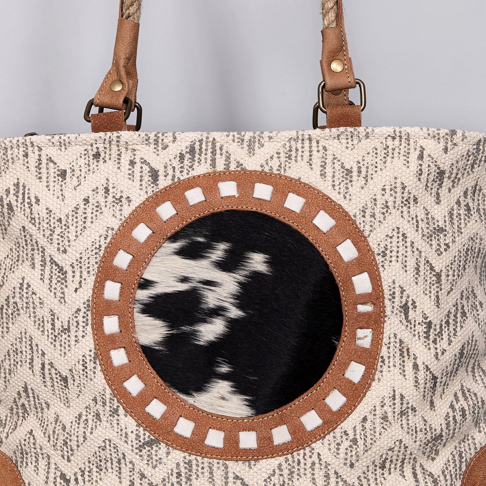 purse western KB487 Canvas women TOTE KB OHLAY Genuine bag Leather Hair-on Upcycled handbag Wool Upcycled