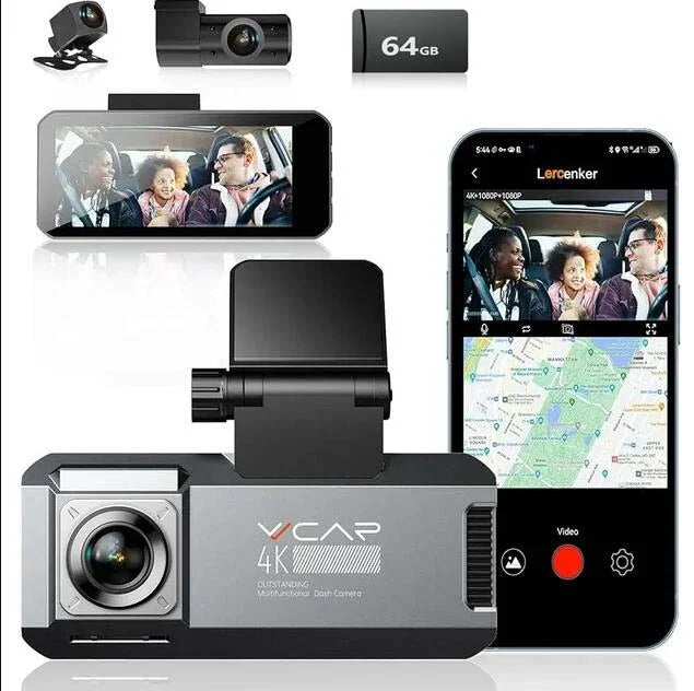 R39 GPS VVCAR WiFi IPS Car Camera Dash Parking Cam Channel 3 Rear Inside Front Mode Dashboard 5K 64GB 3.99" Card Recorder with