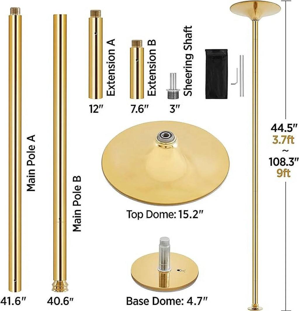 Pole Dance Kit Pub Poles Portable Home Exercise Pole for Set Party Removable Fitness 45mm Club Stripper Static Pole Dance Spinning Dancing Gym GENREEN