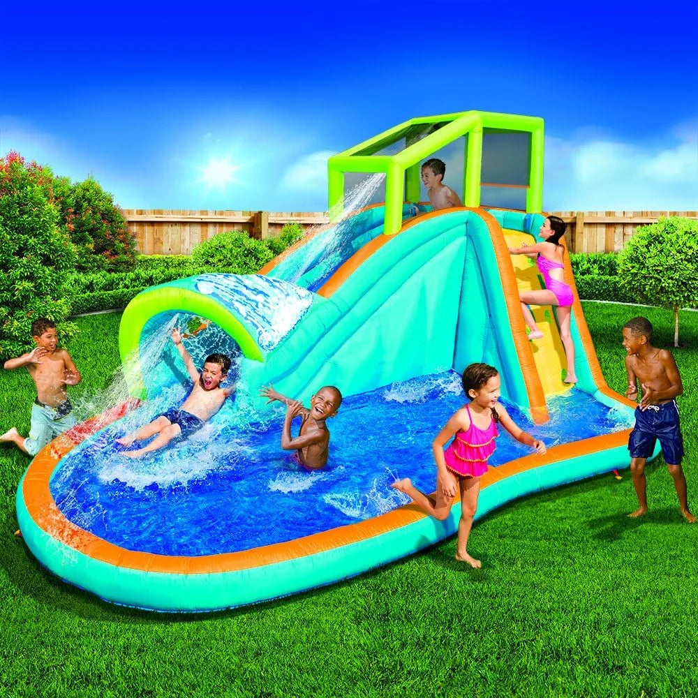 Pool Huge in Slide (14 liquid Sprinkler Wall 8 Long High) and Feet Built Banzi Inflatable Wave Feet by Kids - liquid with