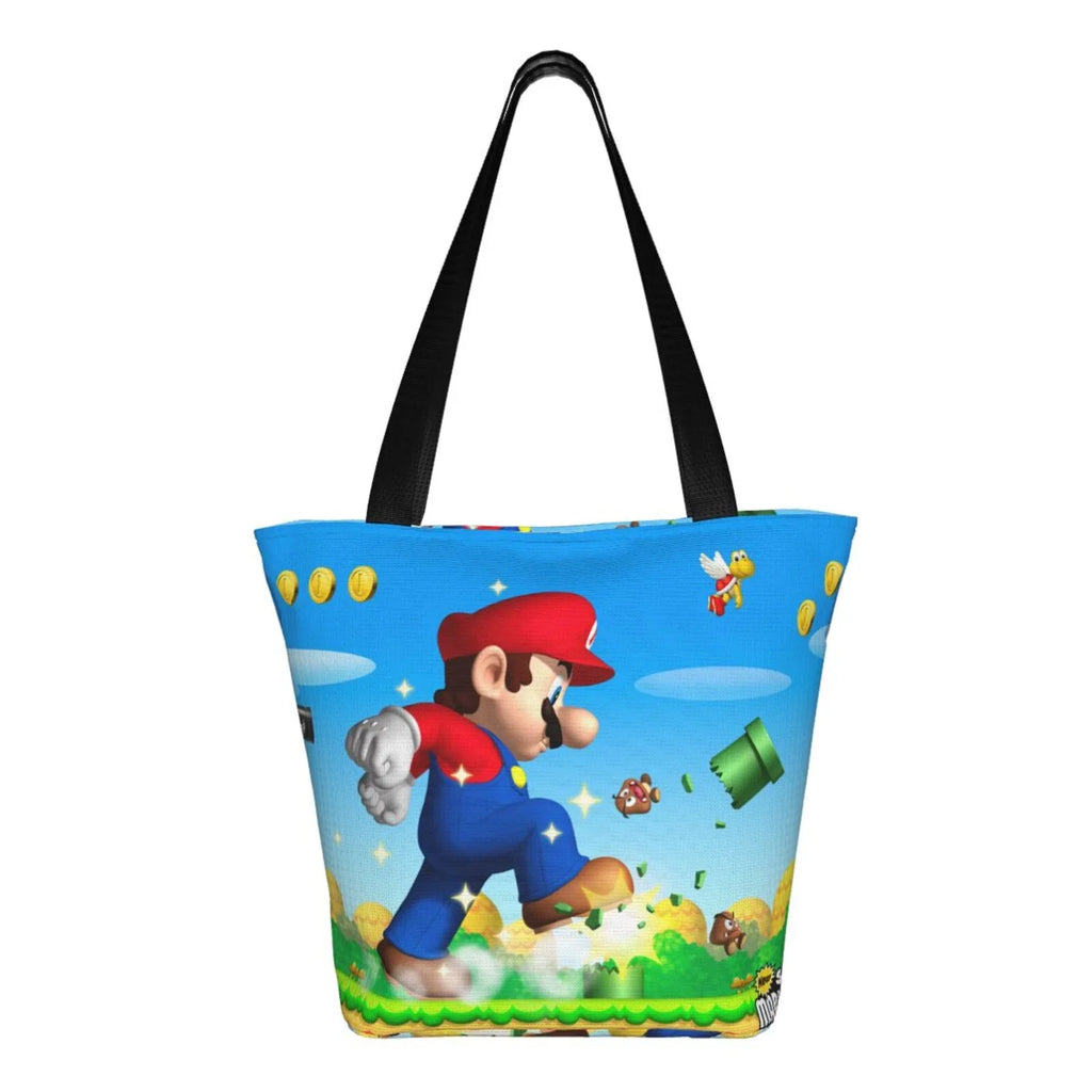 Women's Shopping Shoulder Bag Animated Mario Work Handbag Beach Business Capacity Large School Tote Super Travel For