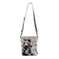 MESSENGER Genuine KB Canvas OHLAY western Upcycled handbag Wool Leather bag Upcycled women Hair-on purse
