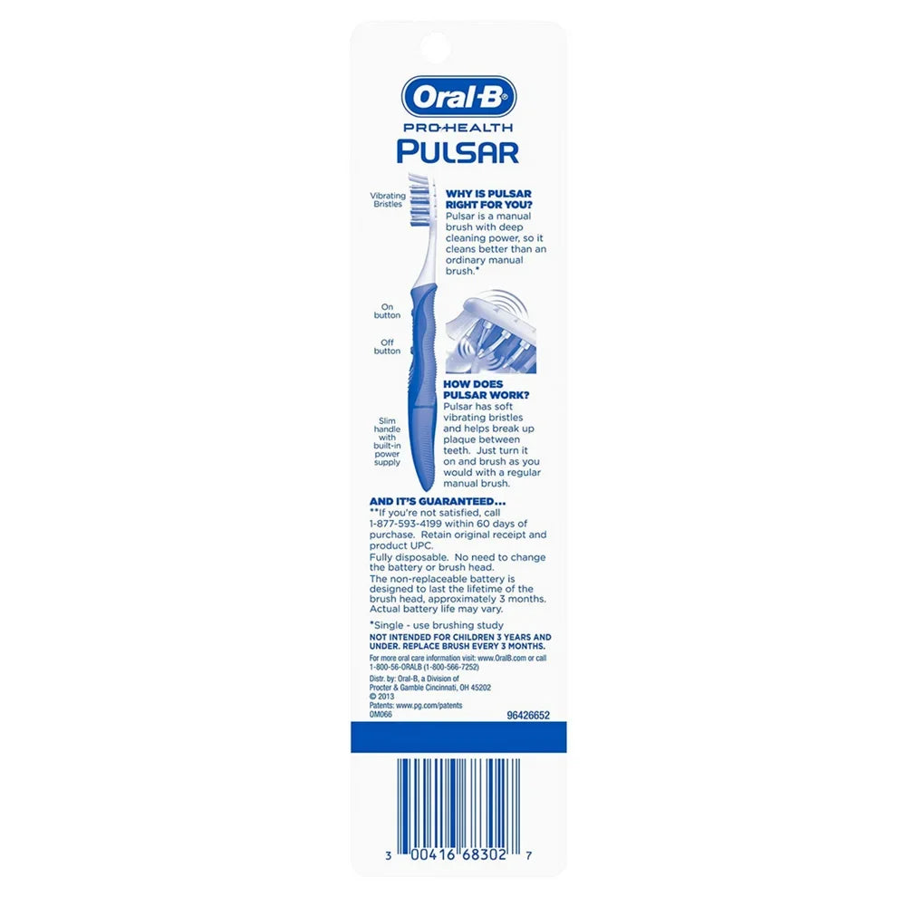 2 of Pack, ea Vary, May Colors Medium (Pack Pulsar 3) Pro-Health Oral-B Toothbrushes, Value