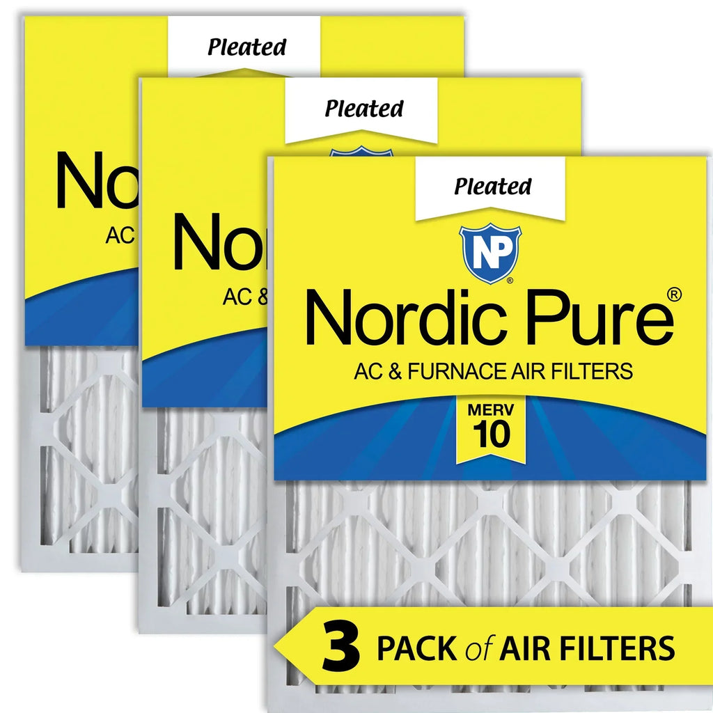 3 Pack MERV 20x20x2 Pure Pleated 10 Air Filters Nordic