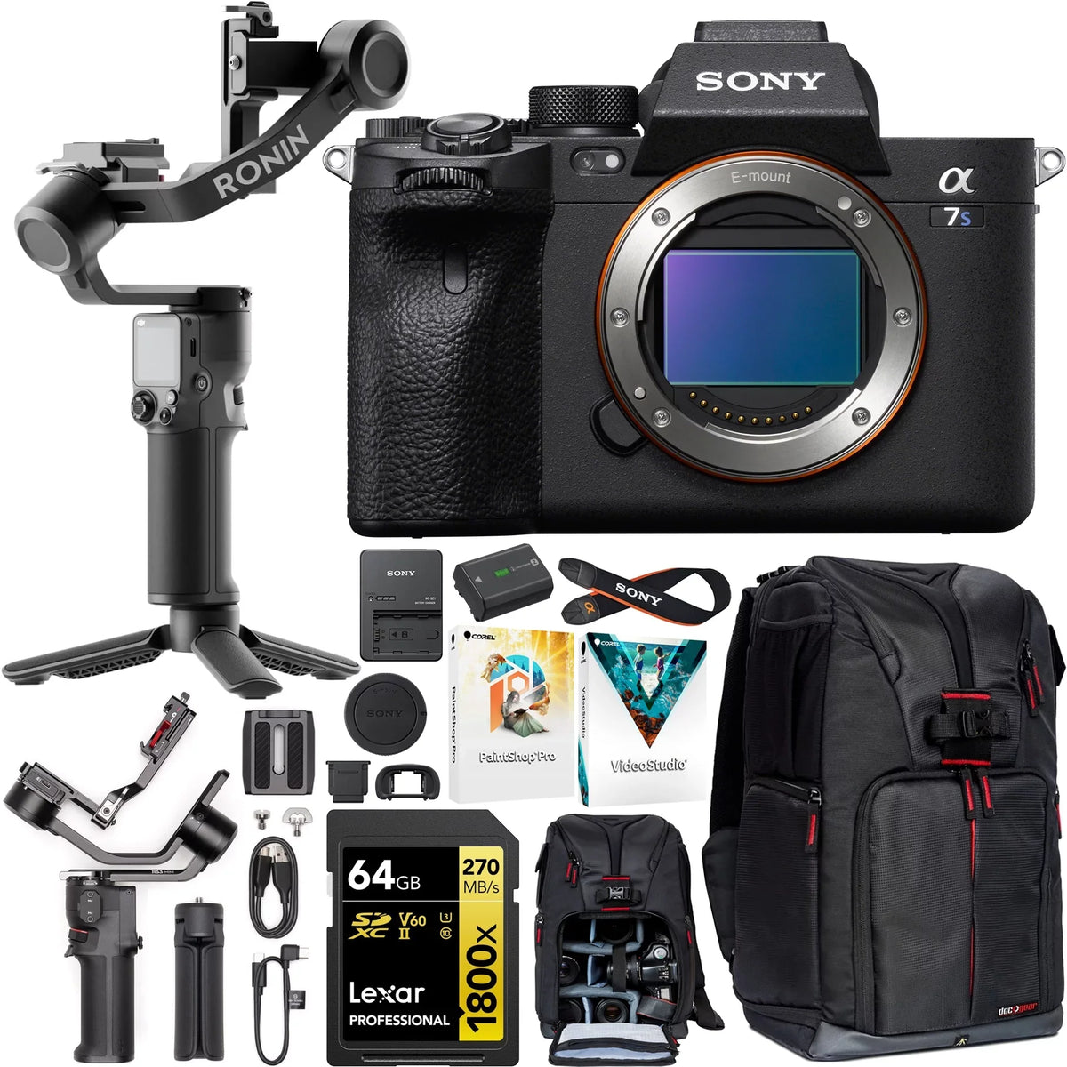 '+ III High + Software a7S DJI & Speed Mirrorless ILCE-7SM3/B Deco Body Photography Filmmaker's 3 Mini Backpack Card Stabilizer Gimbal Including Bundle RS 64GB Frame Full Kit Gear Camera
