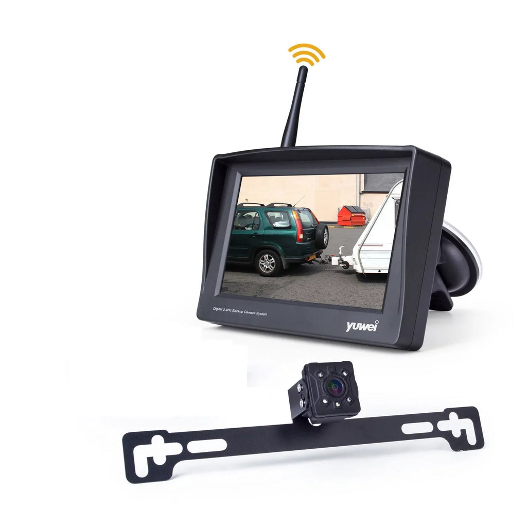 System with inch Rear License Plate Backup YW95319 Monitor Camera and Camera Universal Wireless Nightvision View 4.3 Yuwei
