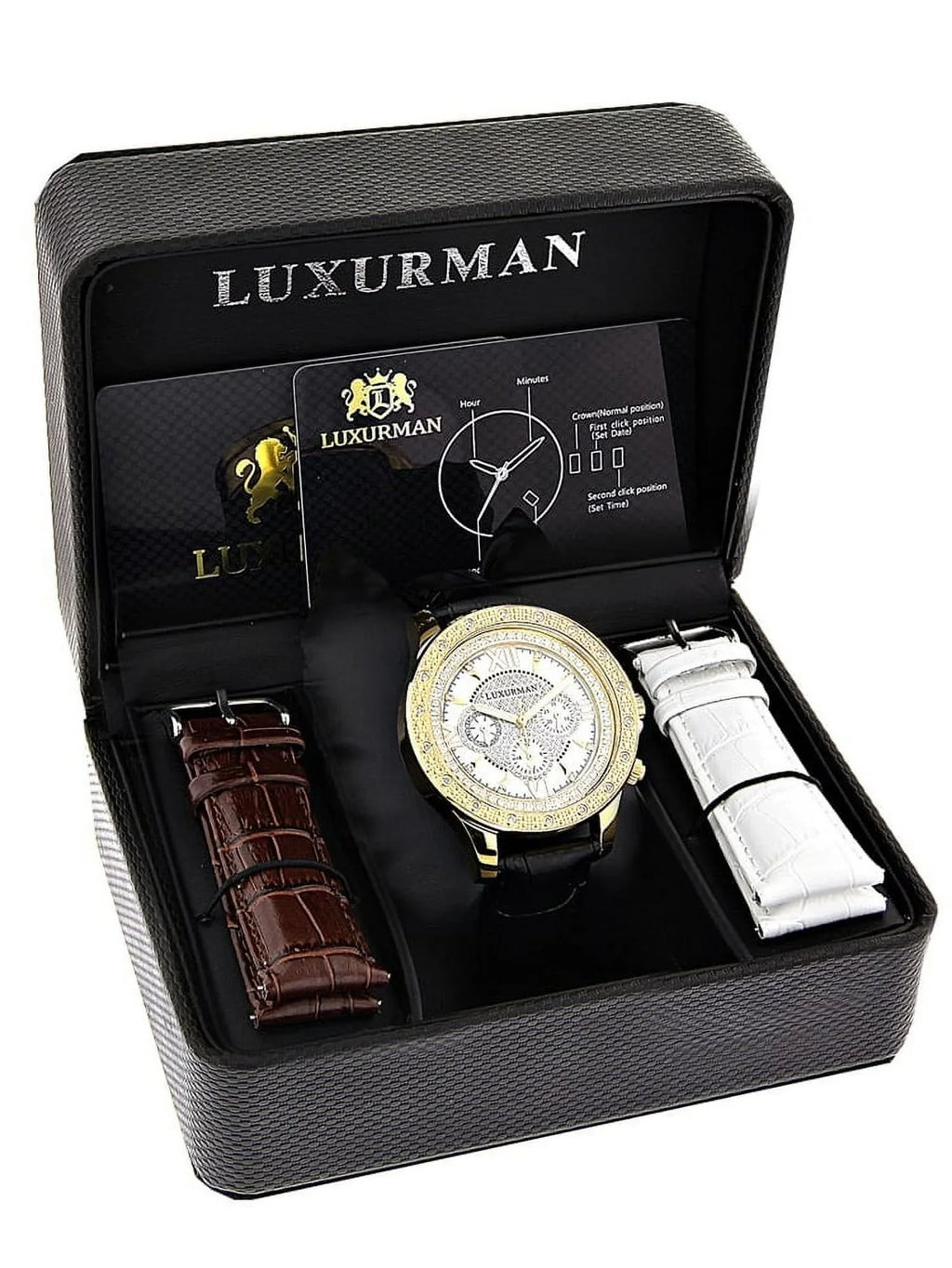 with Men's Diamond Straps Extra Black Two Watch Leather