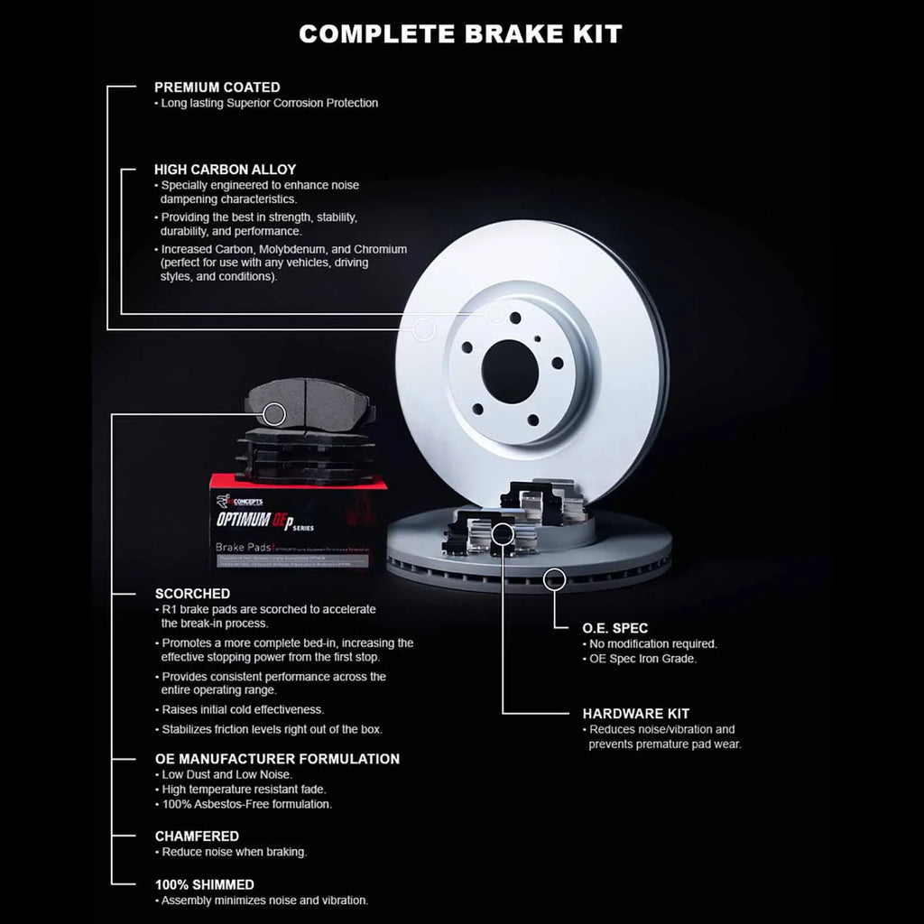 Concepts Pads| |Rear WDUH1-80093 and Pads |Hardware Pads| Brake Rotors Brake and Brakes Kit and R1 Optimum Kit OEp Brake Rotors Rear Rotors