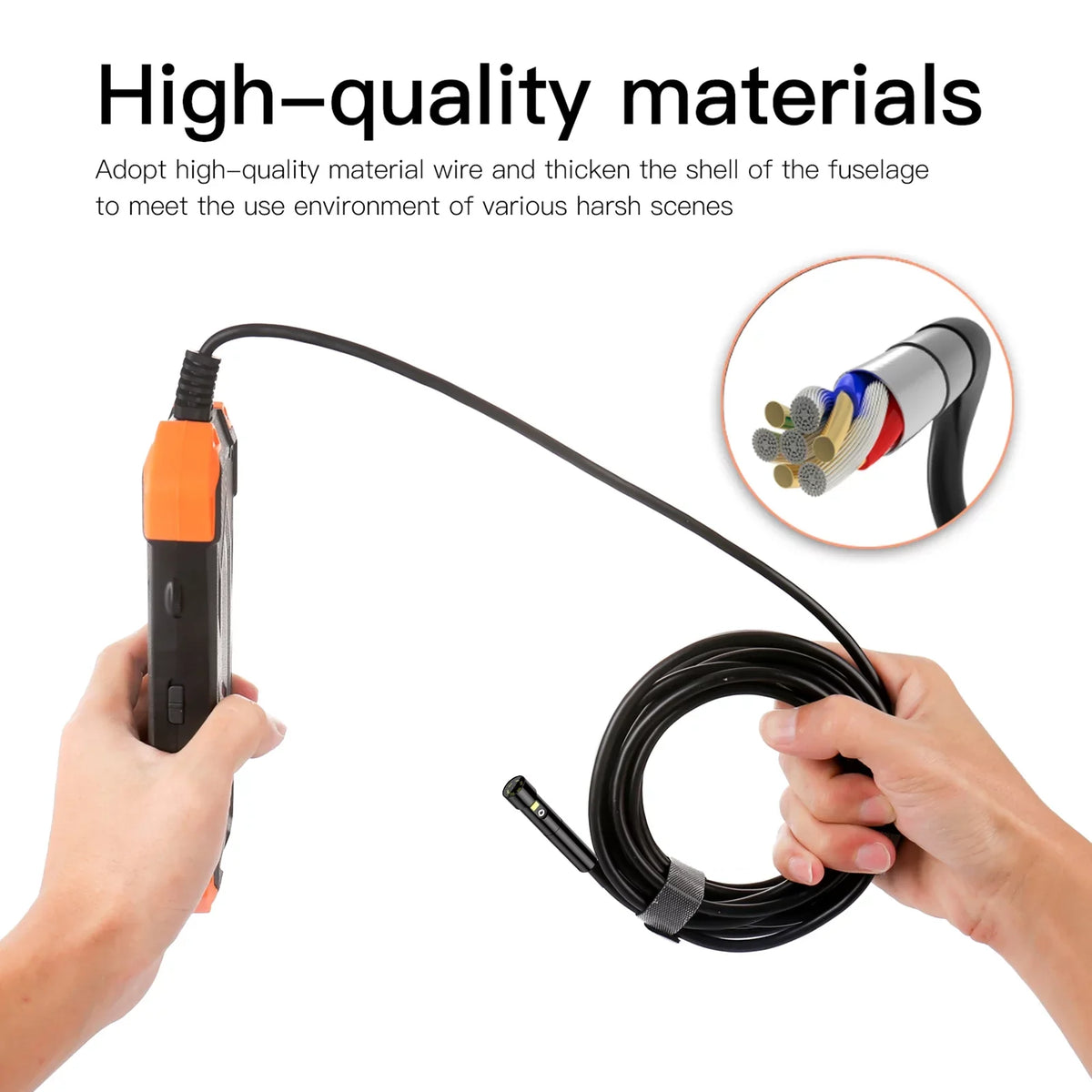 Camera Dual Lens Semi-rigid for Waterproof Automobile Probe/ with Borescope IP67 Inspecti Inspection Light/ Slot Cable/ IPS 4.3 1080P Card LED 7.9mm Industrial TF Pipeline Screen Inch with