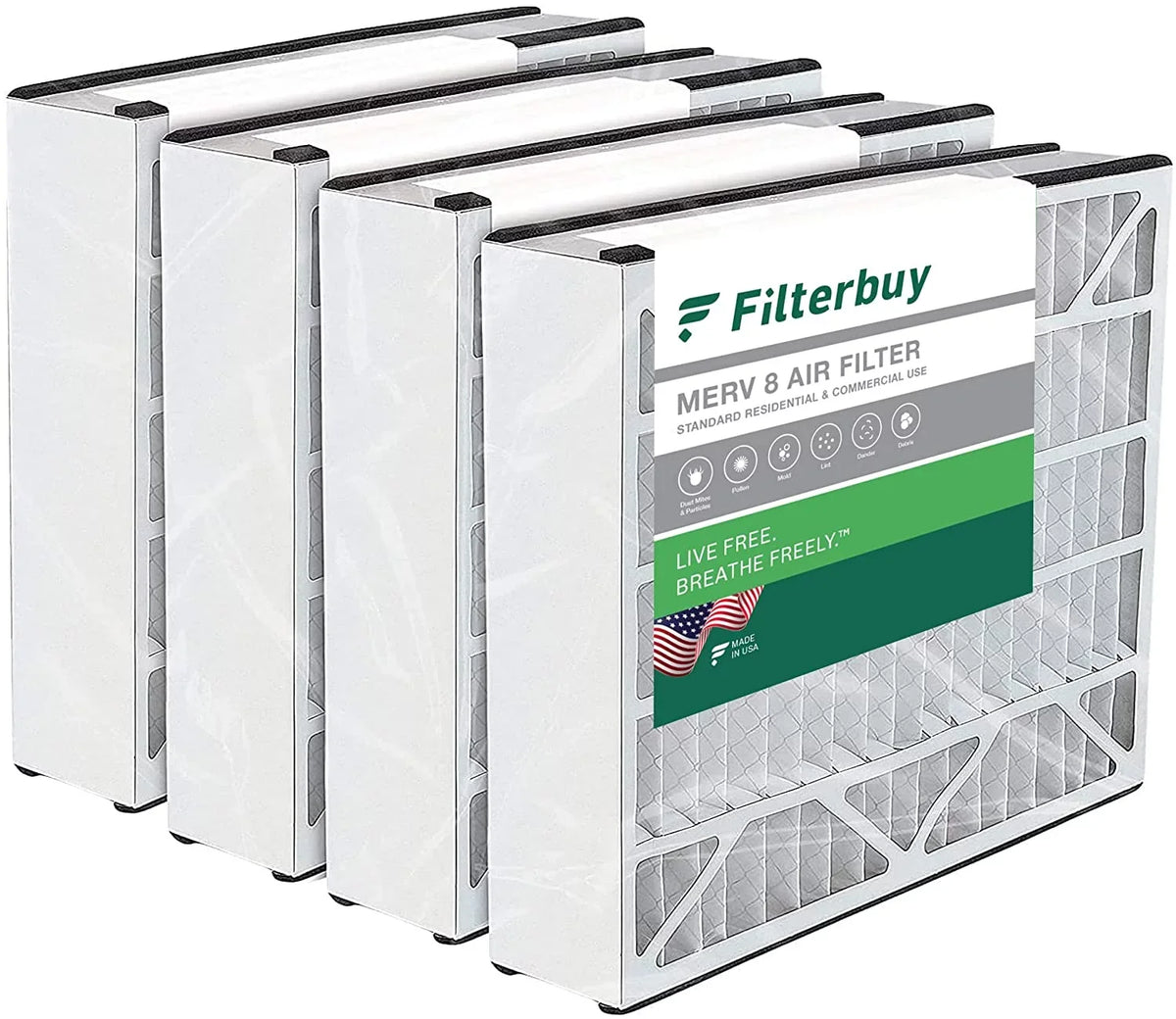 Pleated Trion for AC HVAC MERV Filters 8 Filterbuy (4-Pack) Furnace Air Air Bear 255649-101 16x25x3