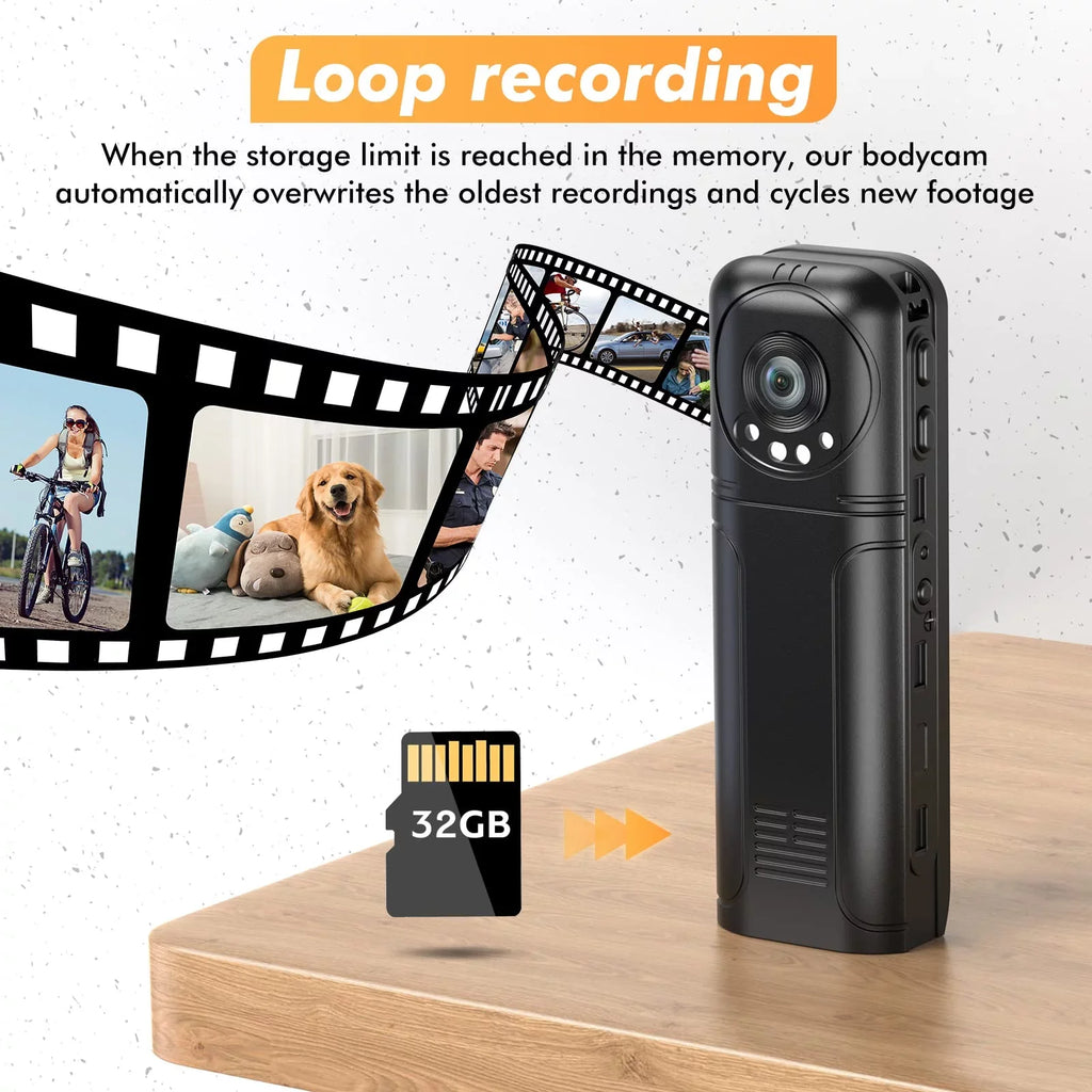 Losfom Worn Audio with Body (Only WiFi Z02 1296P and Camera Body Camera, Recording Video Camera)