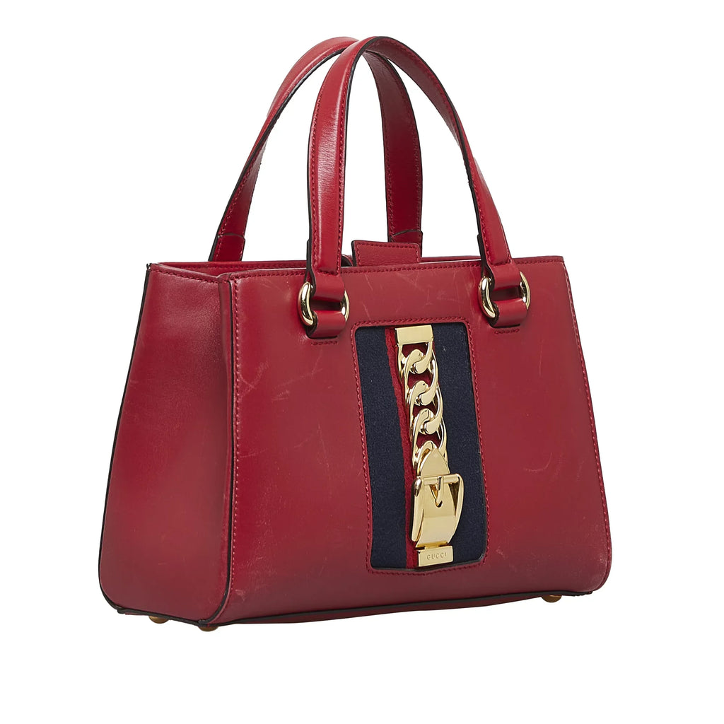 Sylvie (Good) Satchel Pre-Owned Authenticated Unisex Calf Red Leather