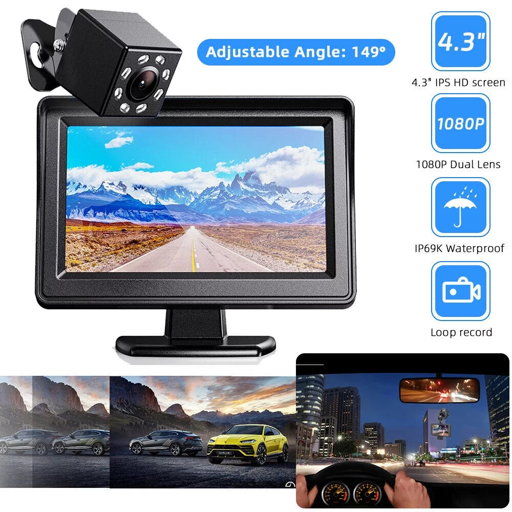 Backup 720P System Grid HD Easy Inch Cars, 8 Waterproof LED Trucks, Backup Power One Night Camera Camera Lines Suvs Camera Pickups, Car Use Rear for 4.3 Reverse/Continuous Backup Installation Vision