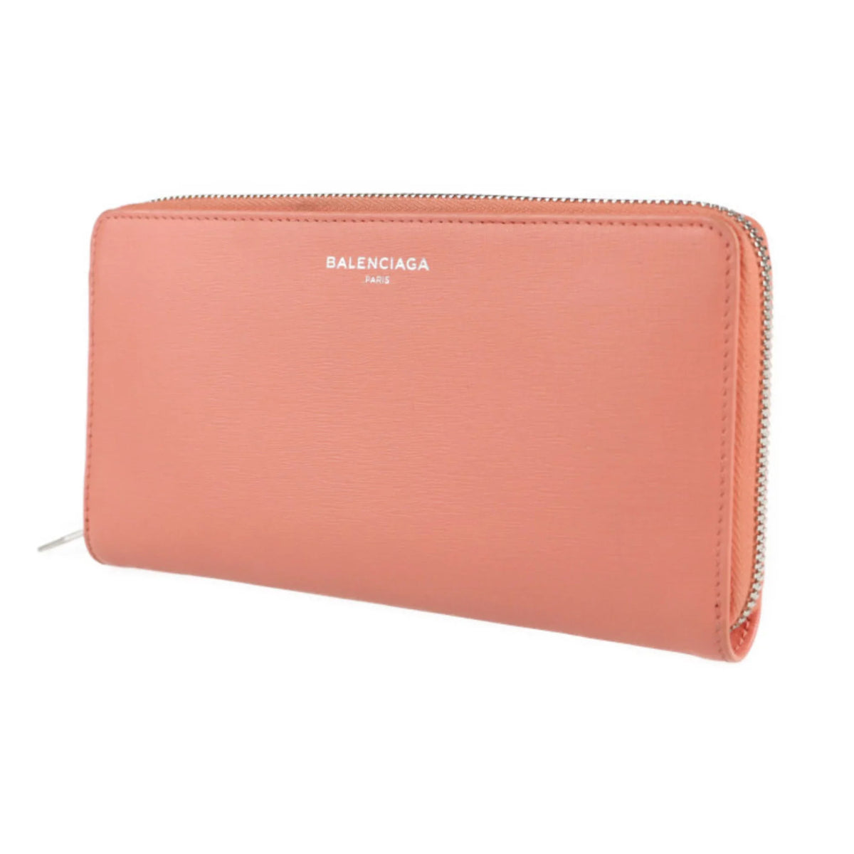 zipper leather long wallet Pre-Owned round BALENCIAGA (Good) essential Balenciaga 519641 pink salmon