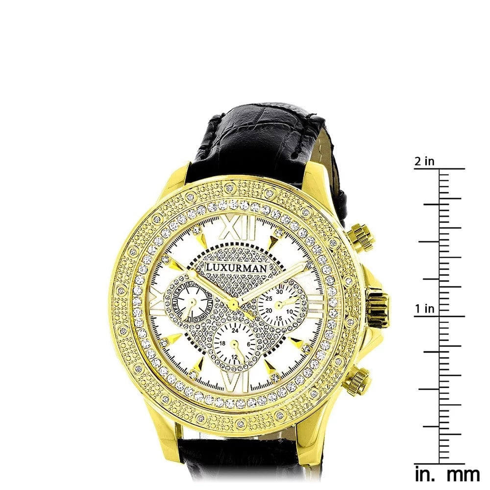 with Men's Diamond Straps Extra Black Two Watch Leather