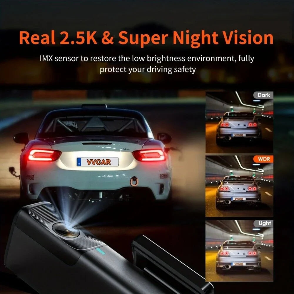 Dash 1440P Support Max, 32G Night Camera VVCAR Vision, Free 128GB Cars Recording, WiFi for Loop Card, Dash Cam G-Sensor, 2.5K Car