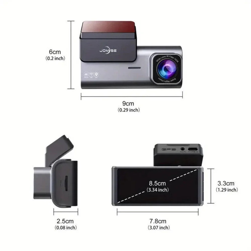 JOMISE 170° Dash Cam 4K Night Rear Vision GPS Front G-Sensor Wi-Fi Full HD Cars Camera Dual