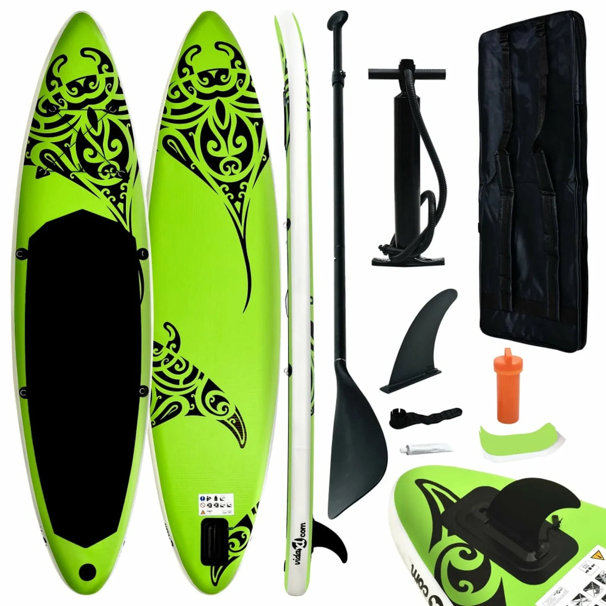 126"x29.9"x5.9" Inflatable Green Paddleboard Set MABOTO