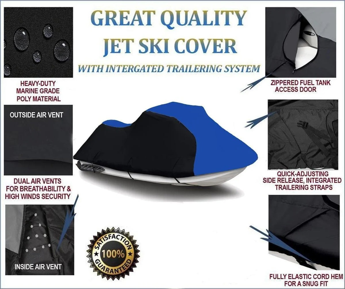 Yamaha BLACK 2004 Compatible 600 2002 700 cover 2001 2000 ski DENIER / BLUE for PWC 2003 1999 XL Jet Runner HEAVY-DUTY, Cover Wave