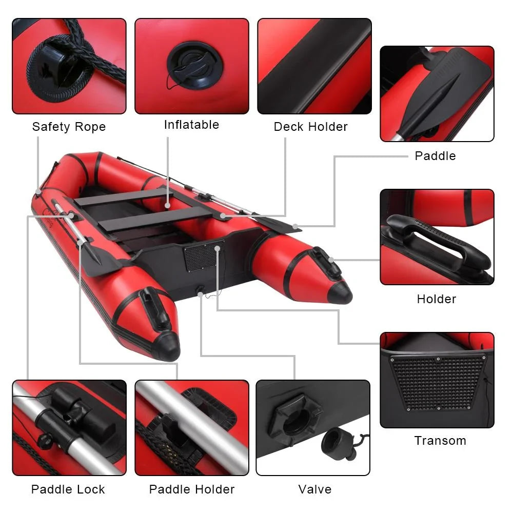 Campingsurvivals Oars with 10ft Rafting Inflatable Air Boat, Thickened and Boats Red/Black Pump,