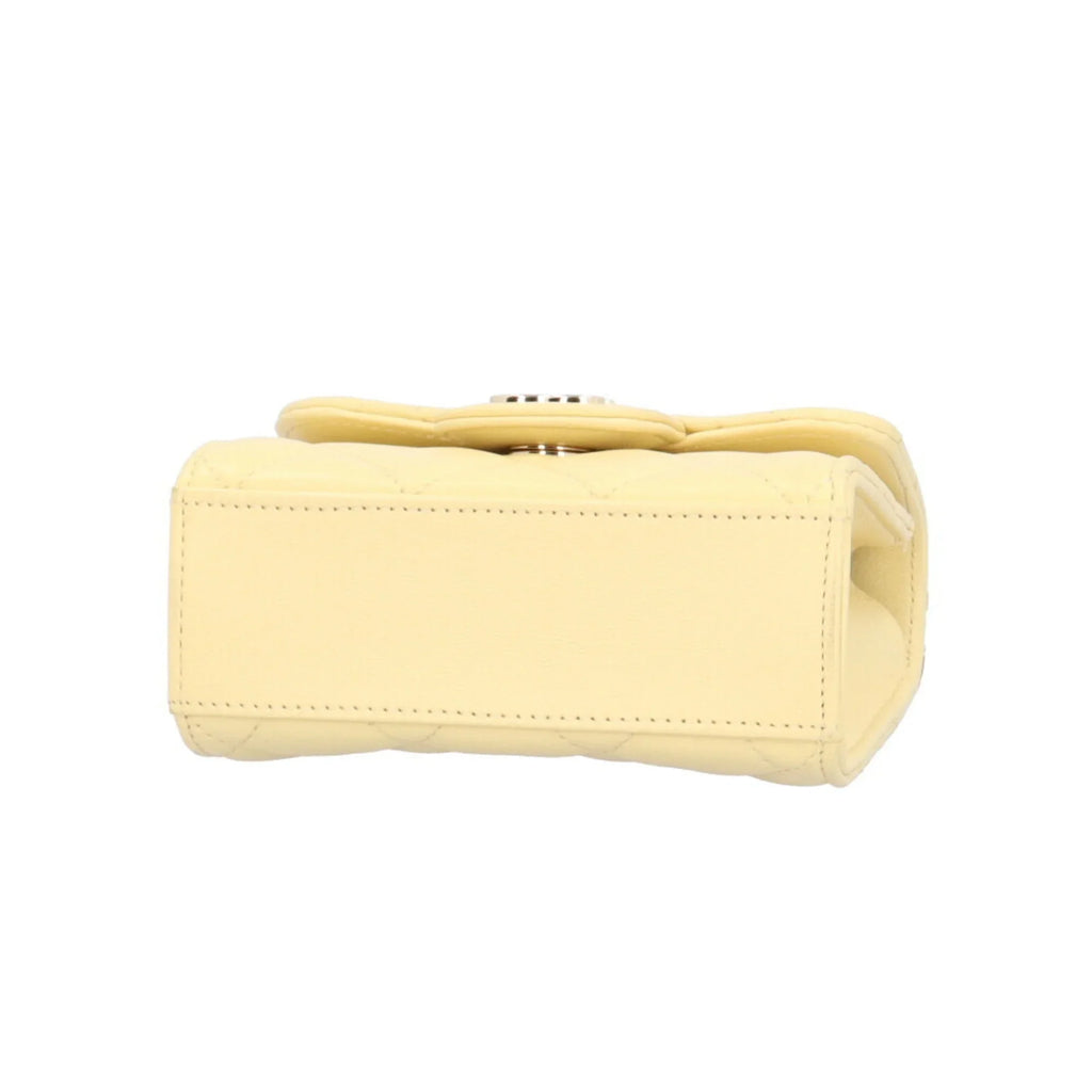 Lambskin Pre-Owned Bag AP2682 Yellow Shoulder (Good) Matelasse Women's