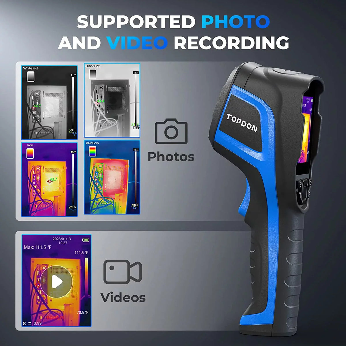 Camera Camera 256 x Life High IR Camera, Infrared Thermal Battery TOPDON Resolution Handheld 12-Hour Thermal Imaging TC004 192