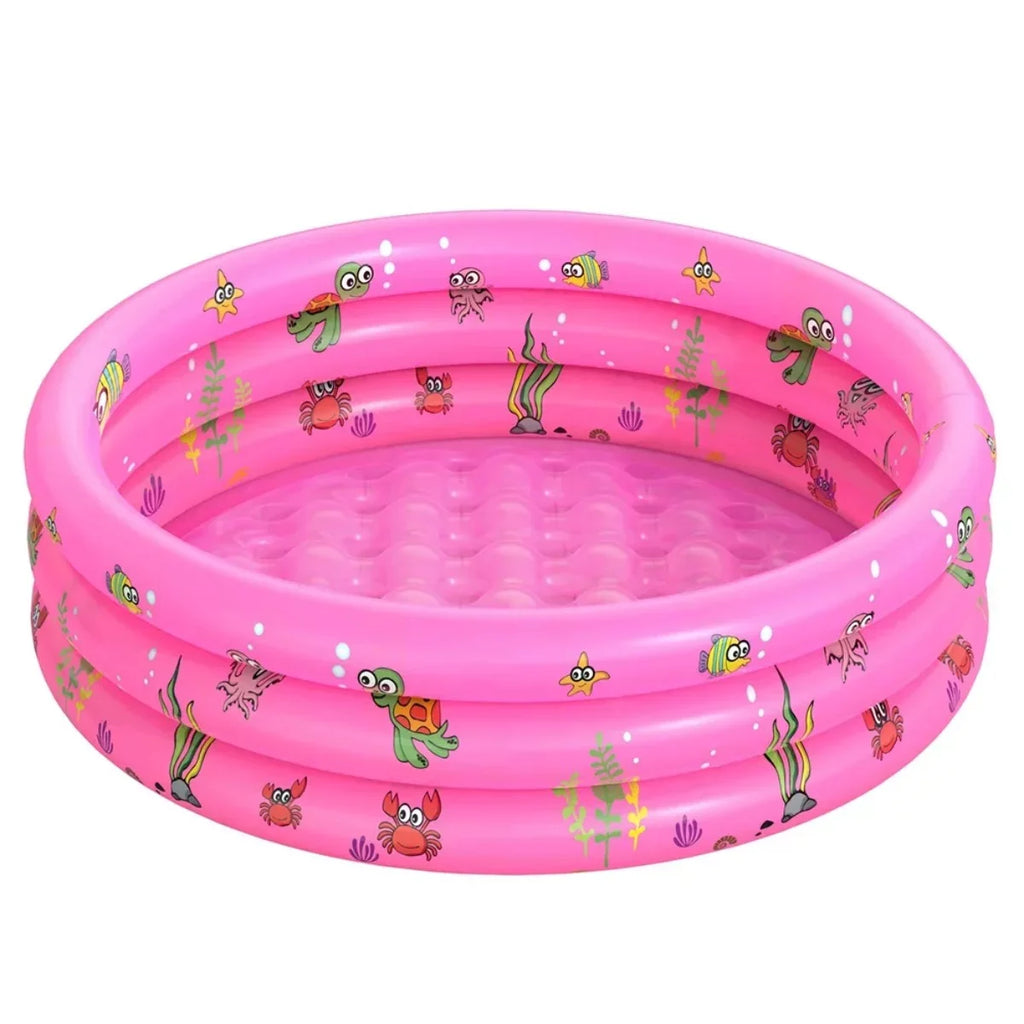 Babies for PVC Rings Pool Round for Pool,Swimming Baby Kids,Toddler Family 51"x13" Blow 3 Outside Inflatable Padding Up Pool (Pink)