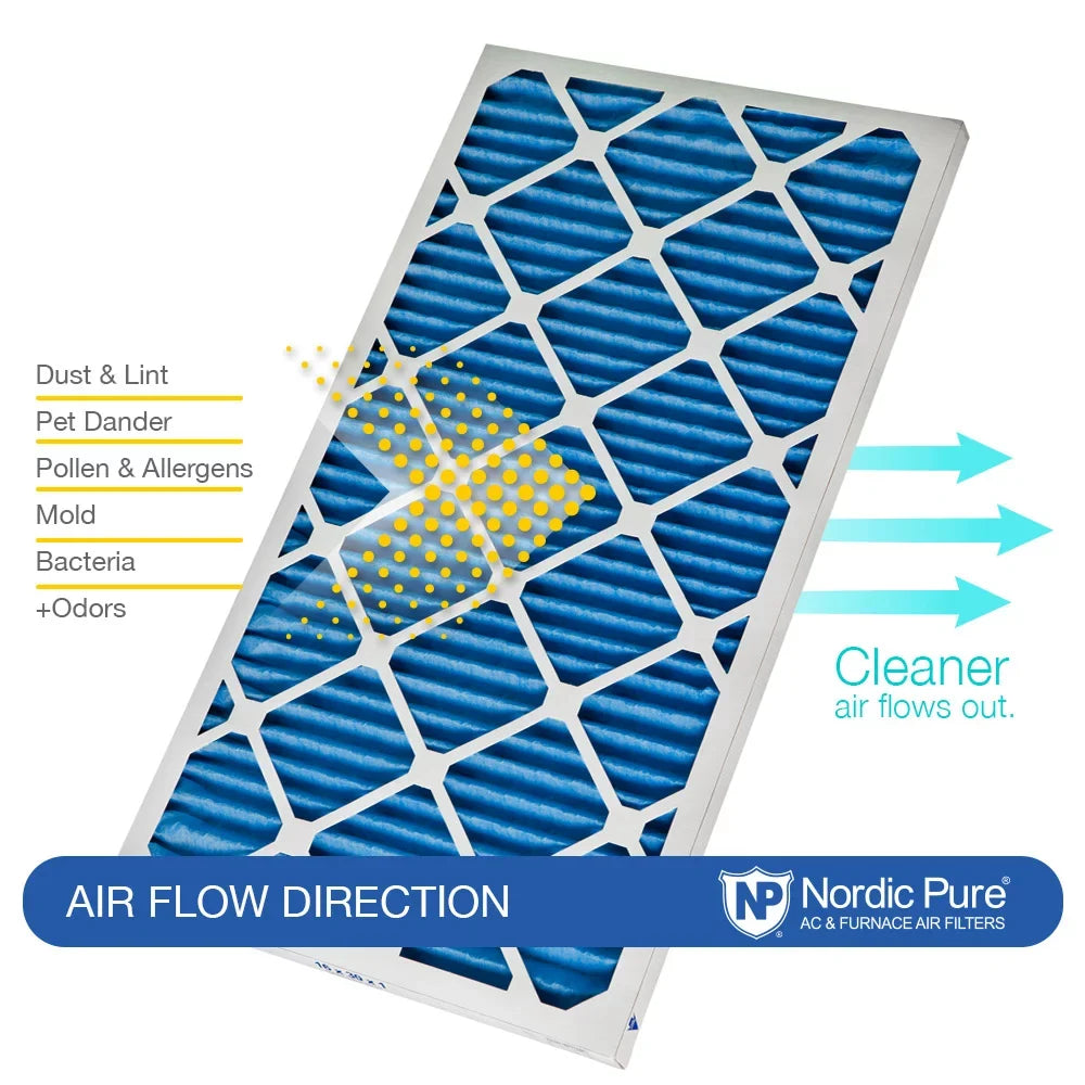 6 Air Pleated Nordic 16x16x1 Pack Plus MERV Filters 7 Pure Carbon