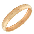 Rose White Hammered Finish Bracelet CZ Bangle Stainless Gold-Tone Steel