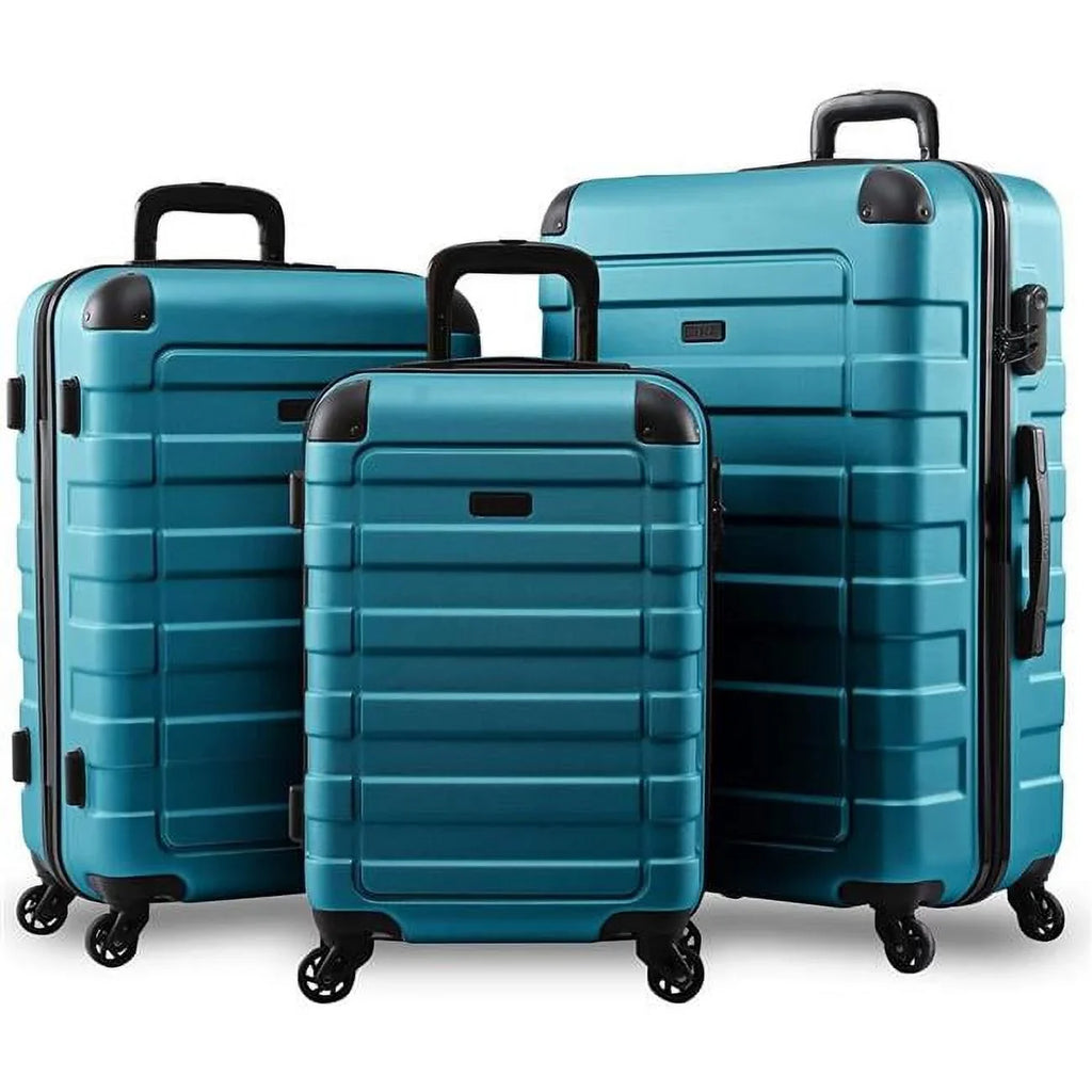 3-Piece with Wheels, Set Turquoise, (20/24/28) Spinner Prime Suitcases Luggage Hardside Hipack