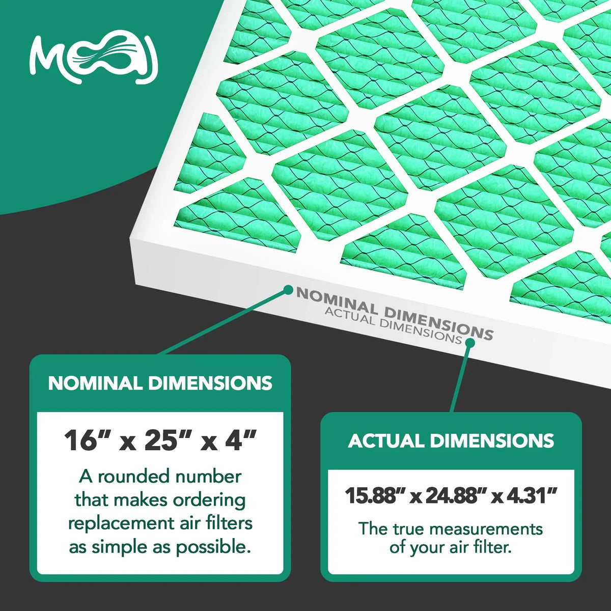 Filter 24.88" 15.88" | Air 16x25x4 IN Furnace Viral 13 Defense x Elite MERV for | Bacterial & & | x (2-PACK) | Applications Replacement Pleated BASED Actual | Air AC Filters Dimensions: MOAJ USA 4.31"