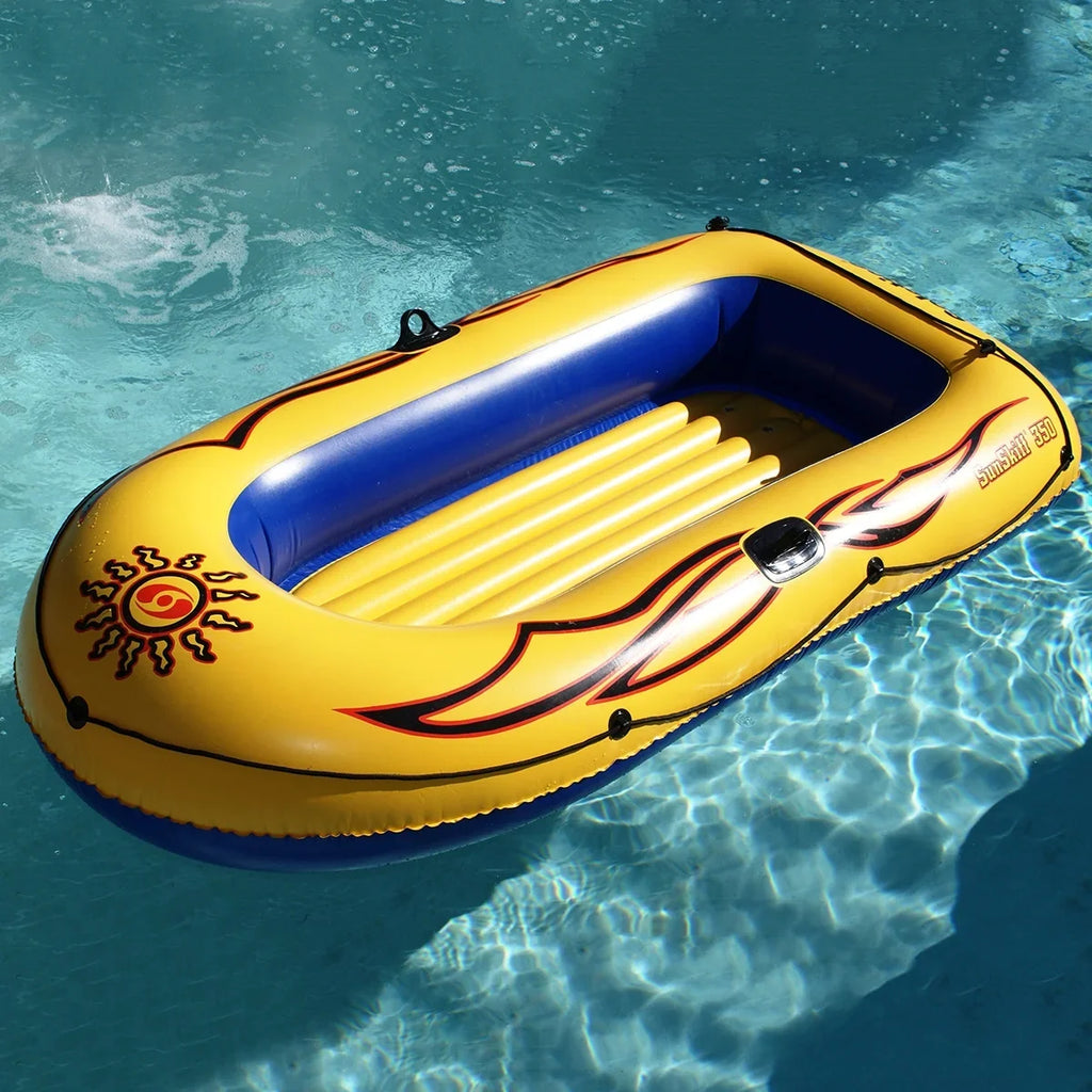 Adults Dinghy Rafts Person Floor 3 Holders Comfortable SOLSTICE Pole Yellow & Inflatable Oar Cushioned Air Kids Line Kits 8 Sunskiff Comes for Ft W/ dimension Boat Base Grab