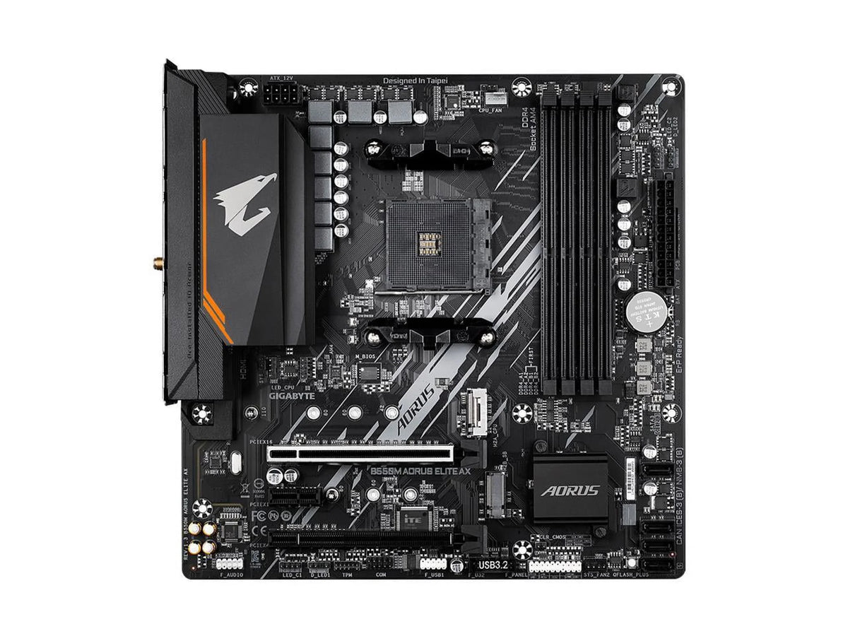 Single LAN, Gen M.2, GbE AORUS Motherboard 1, 3.2 AMD B550 GIGABYTE ELITE (rev Realtek B550M with Micro-ATX AM4 6Gb/s, SATA USB PCIe 1.3) 4.0 AX