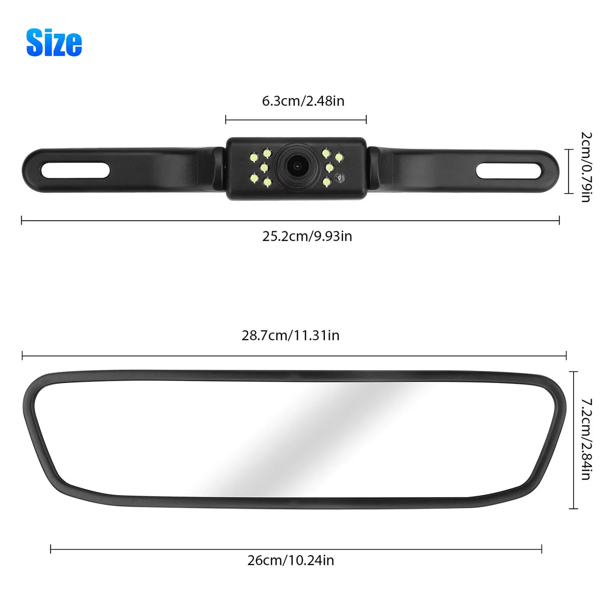 View Monitor Rear Mirror Waterproof Rear Camera Camera, Dash Cam, Camera, License Recorder Driving Vision, Backup with 150° Plate 5" TSV Night Car Parking 1080P Mirror G-Sensor,