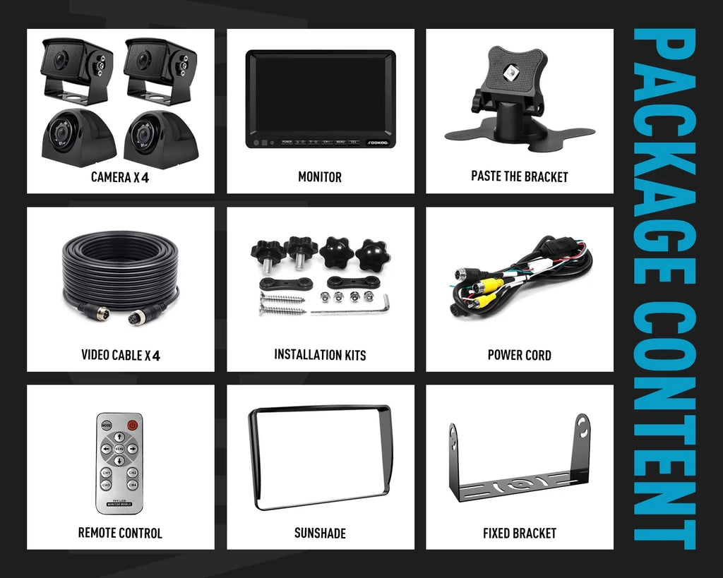 HD W/ Front/Rear Parking 7-inch Systems, RV 1080P Lines Screen Fookoo IP69 for Cameras Dual Waterproof Split View Camera 7" Backup (FHD3) Monitor Ⅱ Recording Wired Truck/Trailer/RV