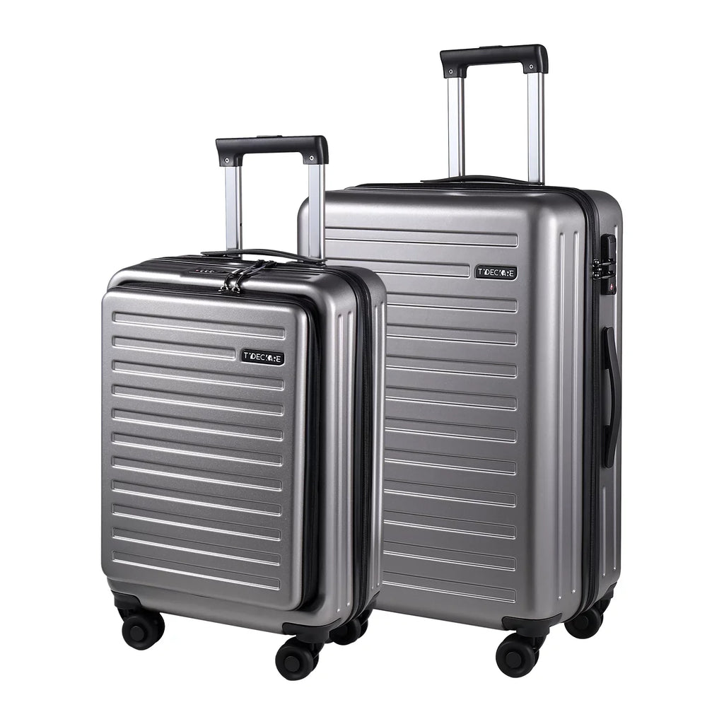65L,Dark Piece ABS+PC Laptop Lock 20/24 & 2 Only with Pocket TSA 20 Hardshell + Luggage with Lightweight Inch Expandle, & 37~41L Wheels, 24 Front Grey Suitcase Set, Inch Spinner 20