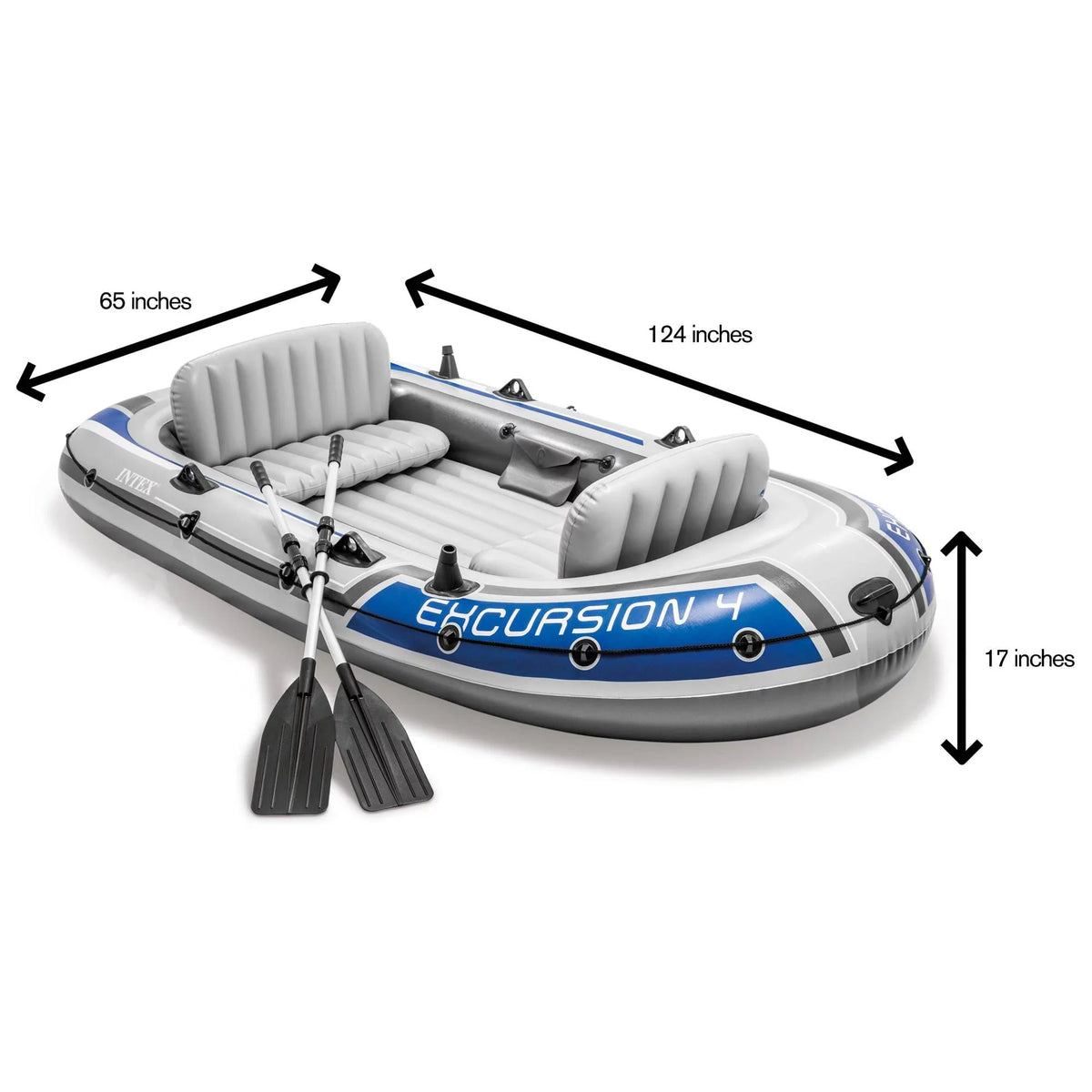 Excursion Pack) Oars Fishing Intex Rafting (2 Inflatable Boat & 4 w/ Person Pump