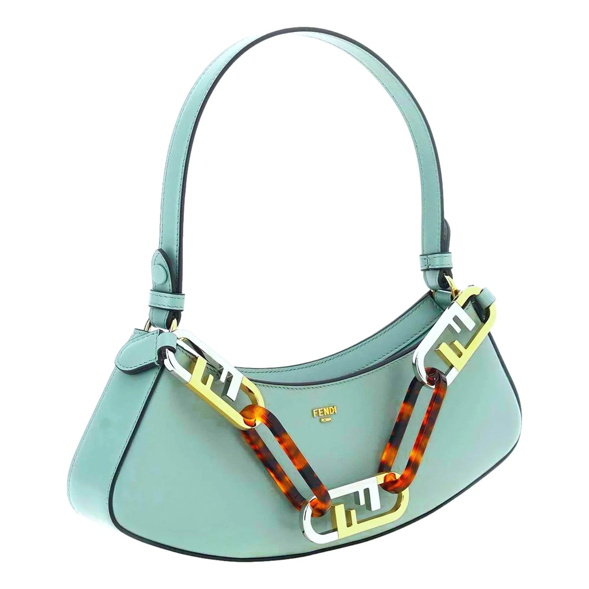 O'Lock Leather Calf Fendi Tiffany Hobo Small Bag Blue Shoulder Swing