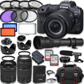 & 2X More Frame Lenses, Battery, R5 Camera Video 64GB Light, 24-105mm Microphone, Cards, Mirrorless with Case HD Full III 420-800mm Memory STM & EOS RF + Extra 75-300mm LED Accessories: Canon