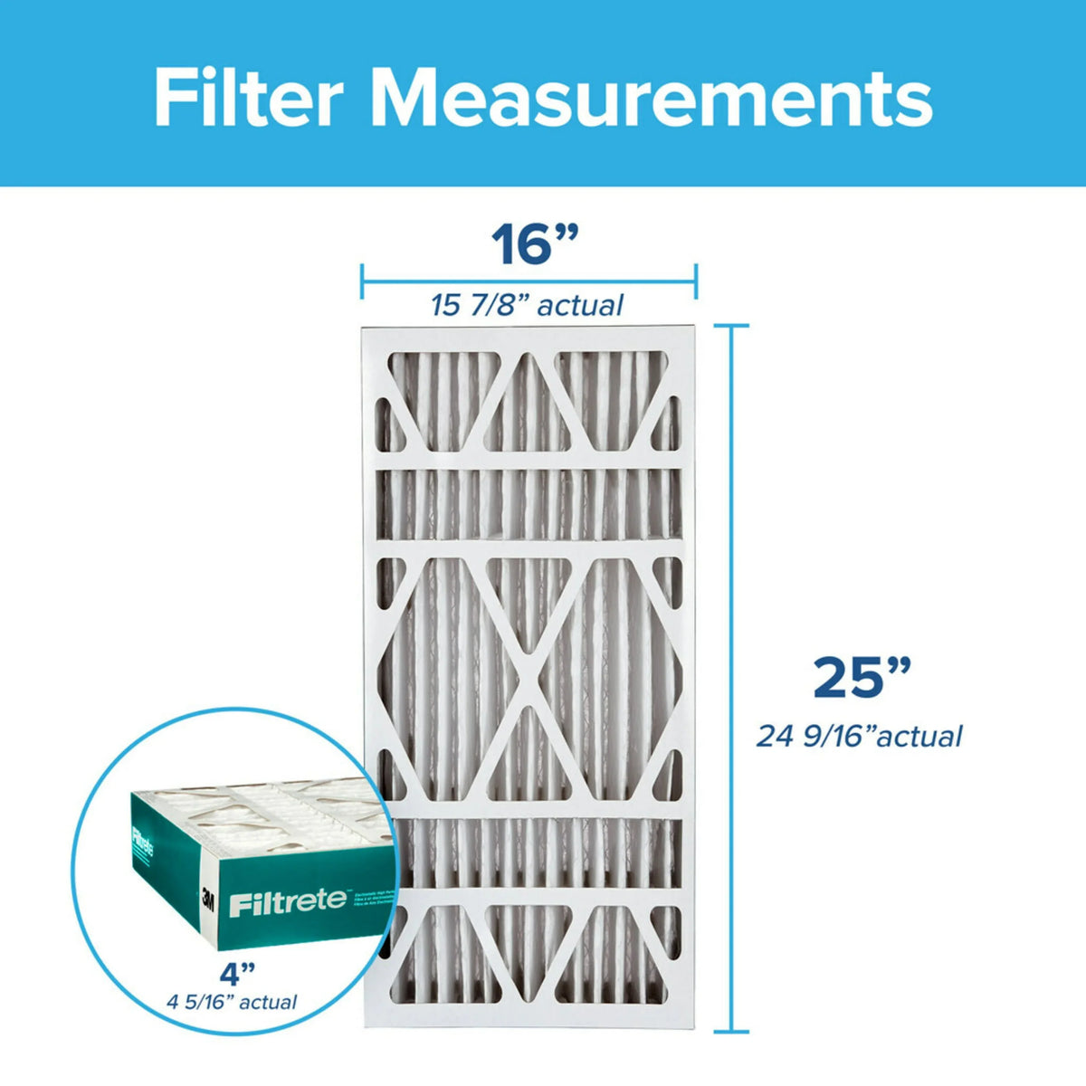 Allergen MERV Filter, Reduction Filter Pleat, 11, Air MPR 16x25x4 Deep 1200 Filtrete 1