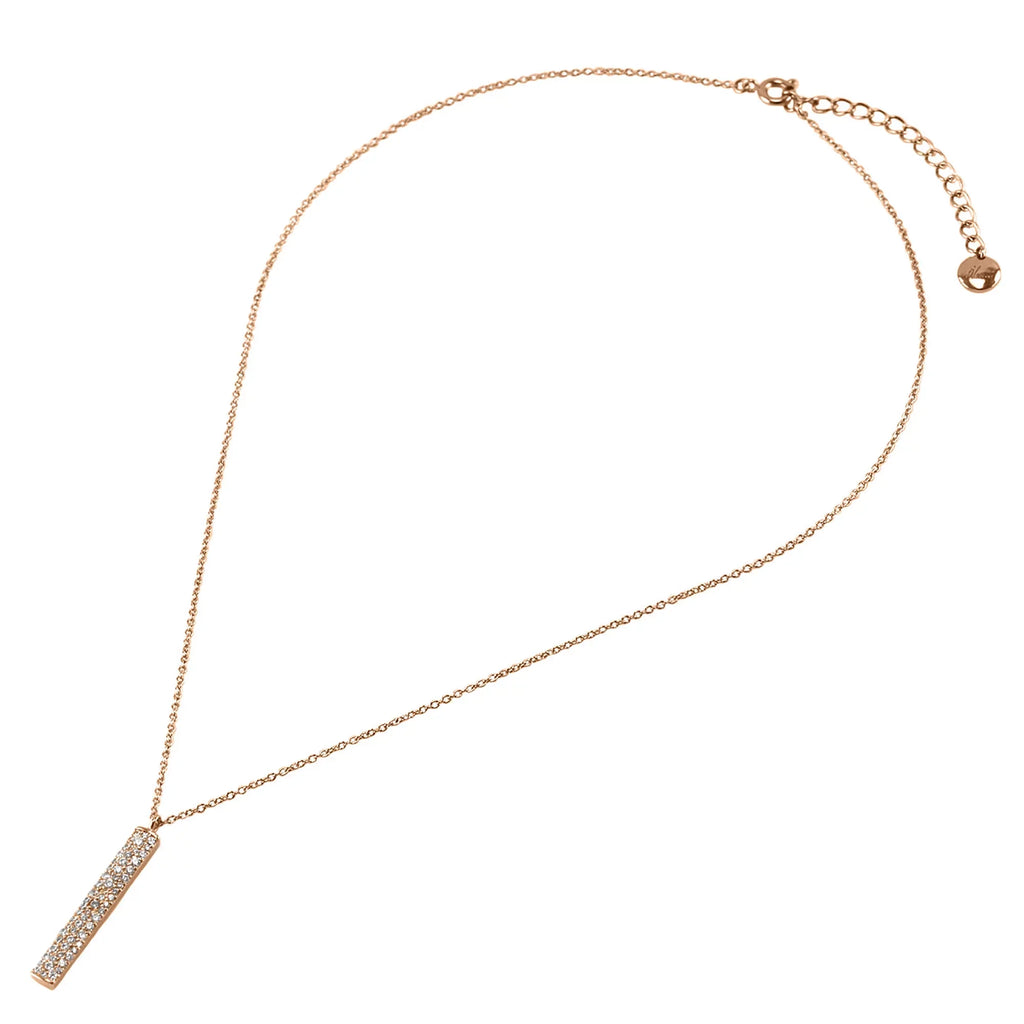 Bar for Inc Box Cubic Plated Zirconia Women, Gold Boutique Pendant Teens Necklace Rose Accented Vertical Blue